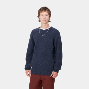 Carhartt WIP Strick>Anglistic Sweater Speckled Air Force Blue