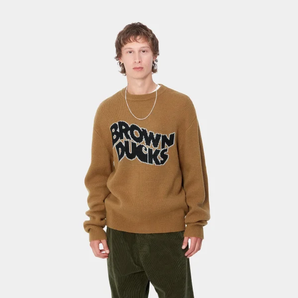 Carhartt WIP Strick>Brown Ducks Sweater Hamilton Brown