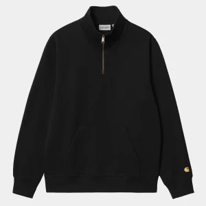 Carhartt WIP Sweats>Chase Neck Zip Sweatshirt Black / Gold