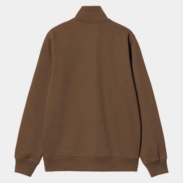 Carhartt WIP Sweats>Chase Neck Zip Sweatshirt Chocolate / Gold