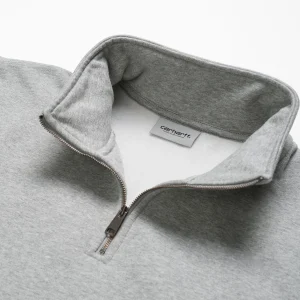 Carhartt WIP Sweats>Chase Neck Zip Sweatshirt Grey Heather / Gold