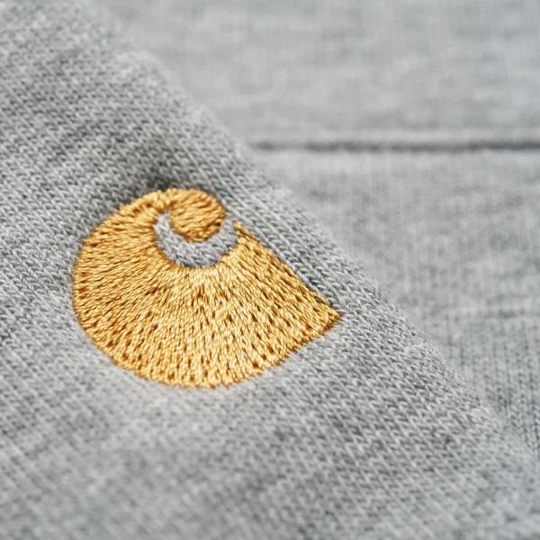 Carhartt WIP Sweats>Chase Neck Zip Sweatshirt Grey Heather / Gold