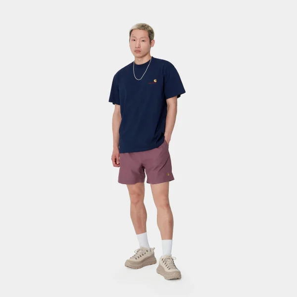 Carhartt WIP Shorts & Badehosen>Chase Swim Trunk Dusty Fuchsia / Gold