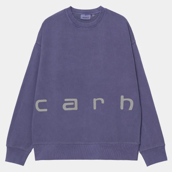 Carhartt WIP Sweats>Felt Script Sweat Aura / Misty Grey