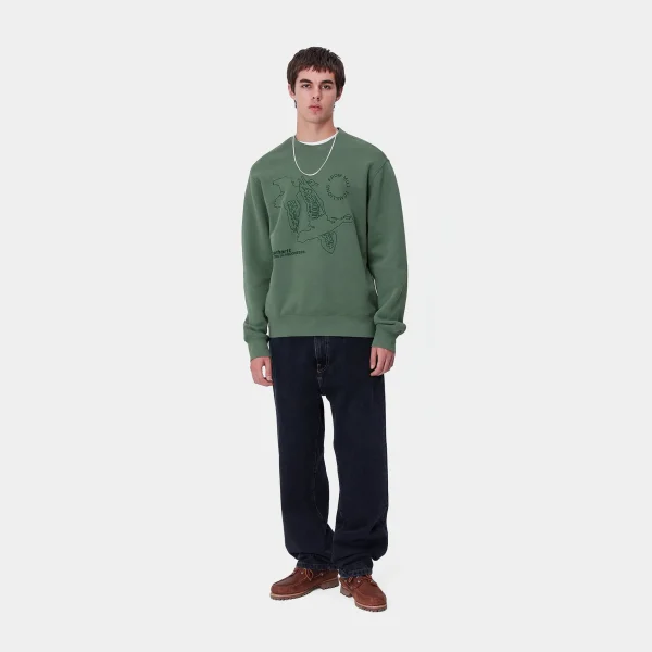 Carhartt WIP Sweats>Flying Ducks Sweat Duck Green