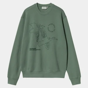 Carhartt WIP Sweats>Flying Ducks Sweat Duck Green