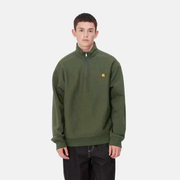 Carhartt WIP Sweats>Half Zip American Script Sweatshirt Tarragon