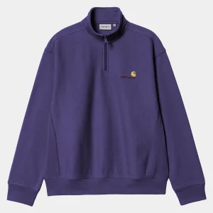 Carhartt WIP Sweats>Half Zip American Script Sweatshirt Aura