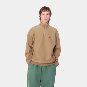 Carhartt WIP Sweats>Half Zip American Script Sweatshirt Peanut