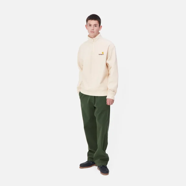 Carhartt WIP Sweats>Half Zip American Script Sweatshirt Moonbeam