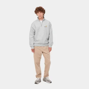 Carhartt WIP Sweats>Half Zip American Script Sweatshirt Ash Heather