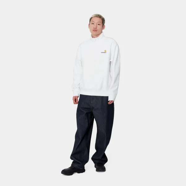 Carhartt WIP Sweats>Half Zip American Script Sweatshirt White