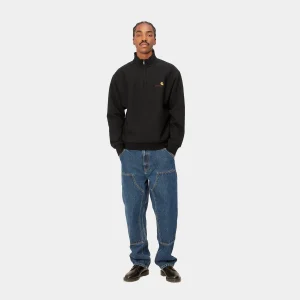 Carhartt WIP Sweats>Half Zip American Script Sweatshirt Black