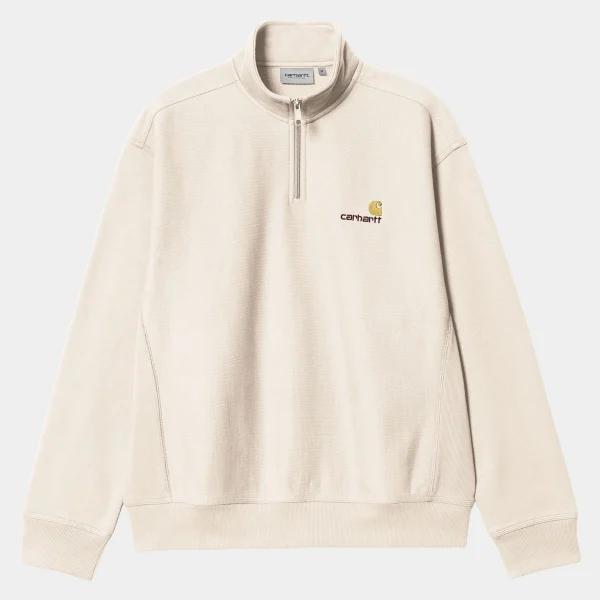 Carhartt WIP Sweats>Half Zip American Script Sweatshirt Moonbeam