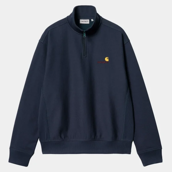 Carhartt WIP Sweats>Half Zip American Script Sweatshirt Air Force Blue