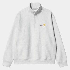 Carhartt WIP Sweats>Half Zip American Script Sweatshirt Ash Heather