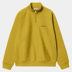 Carhartt WIP Sweats>Half Zip American Script Sweatshirt Golden Olive