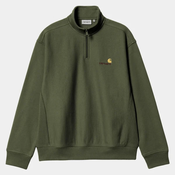 Carhartt WIP Sweats>Half Zip American Script Sweatshirt Tarragon