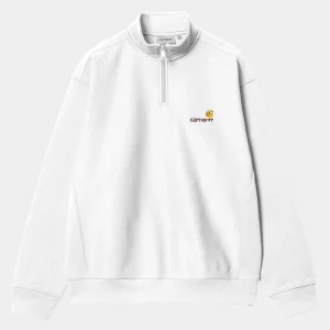 Carhartt WIP Sweats>Half Zip American Script Sweatshirt White