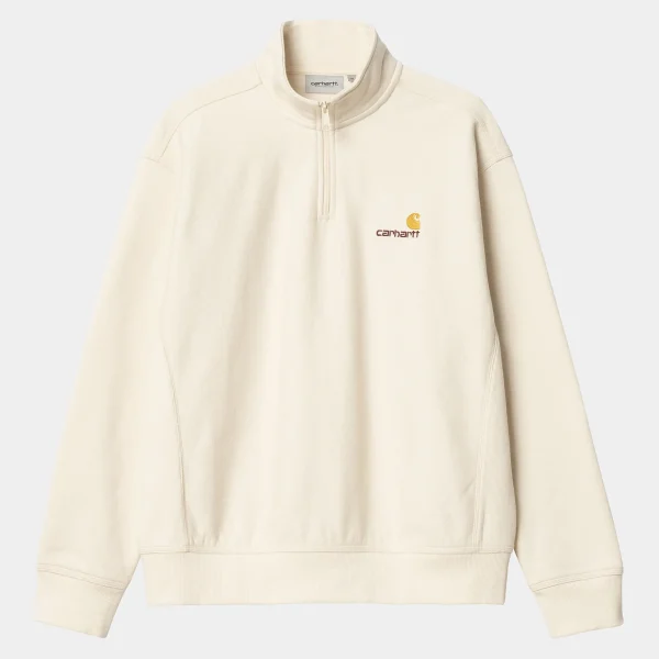 Carhartt WIP Sweats>Half Zip American Script Sweatshirt Natural