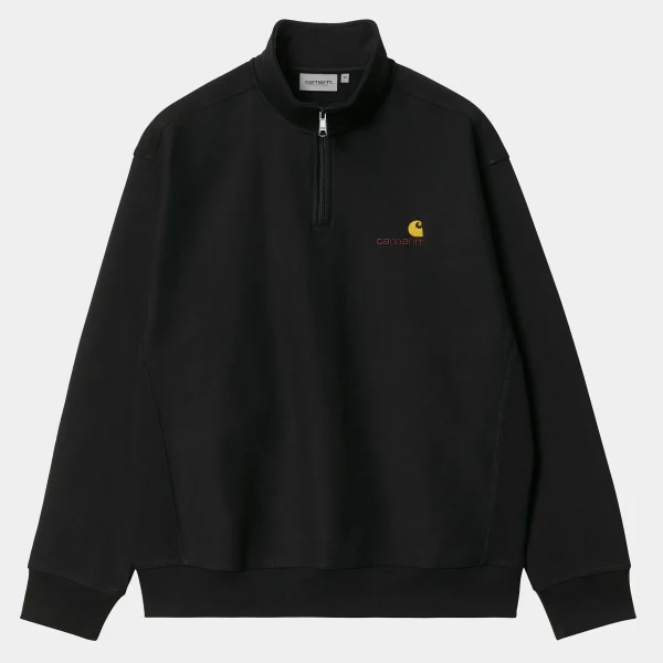 Carhartt WIP Sweats>Half Zip American Script Sweatshirt Black