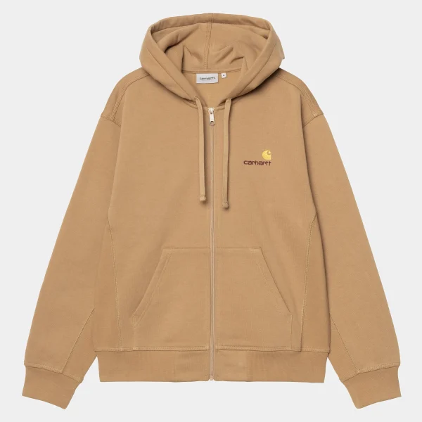 Carhartt WIP Sweats>Hooded American Script Jacket Peanut