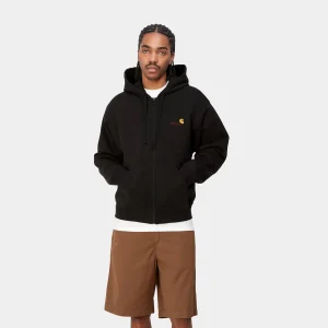 Carhartt WIP Sweats>Hooded American Script Jacket Black