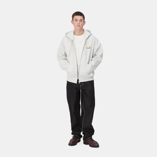 Carhartt WIP Sweats>Hooded American Script Jacket Ash Heather