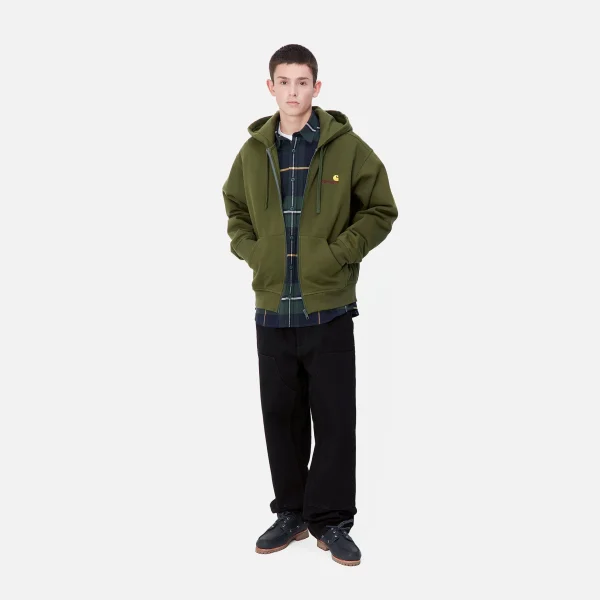 Carhartt WIP Sweats>Hooded American Script Jacket Tarragon