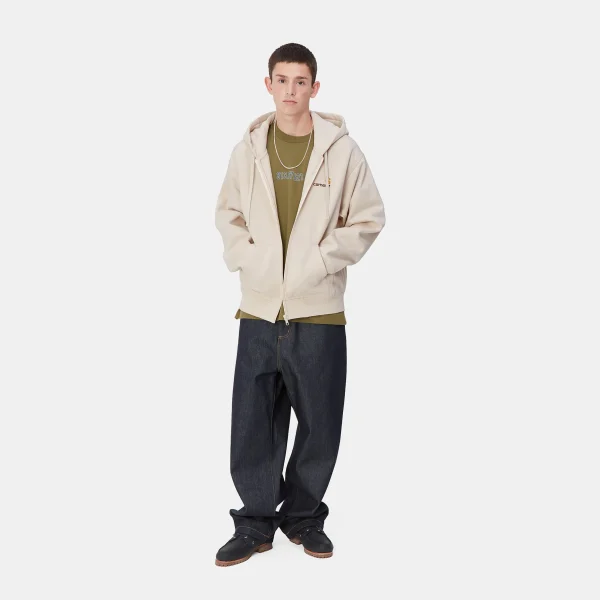 Carhartt WIP Sweats>Hooded American Script Jacket Moonbeam