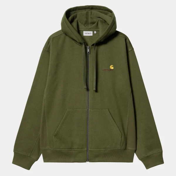 Carhartt WIP Sweats>Hooded American Script Jacket Tarragon