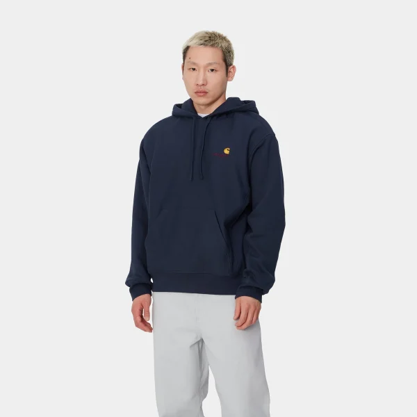 Carhartt WIP Sweats>Hooded American Script Sweatshirt Air Force Blue