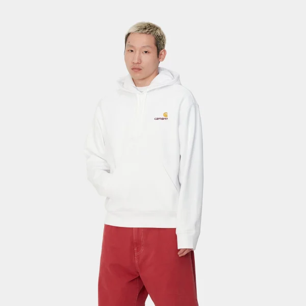 Carhartt WIP Sweats>Hooded American Script Sweatshirt White