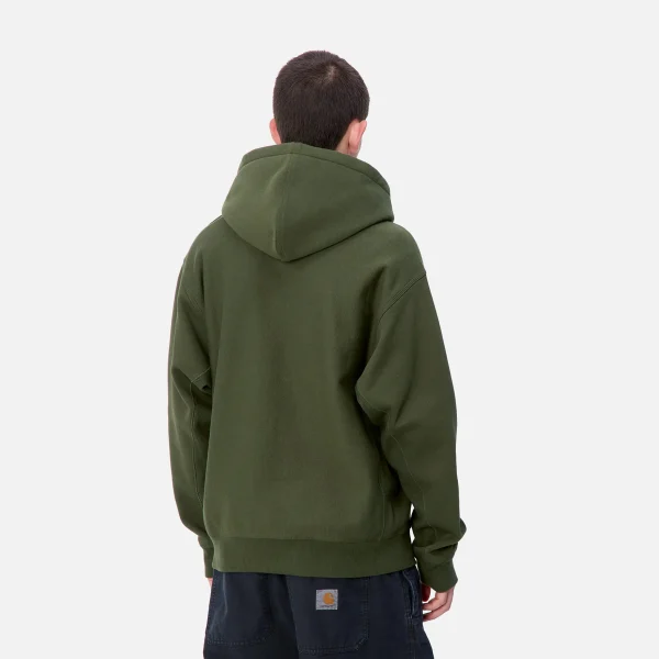 Carhartt WIP Sweats>Hooded American Script Sweatshirt Tarragon