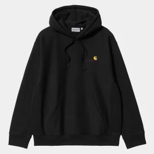 Carhartt WIP Sweats>Hooded American Script Sweatshirt Black