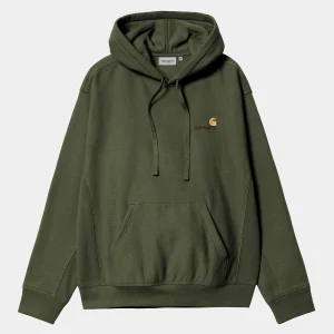 Carhartt WIP Sweats>Hooded American Script Sweatshirt Tarragon