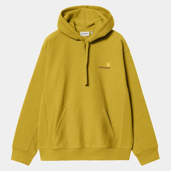 Carhartt WIP Sweats>Hooded American Script Sweatshirt Golden Olive