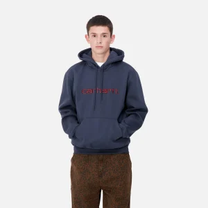 Carhartt WIP Sweats>Hooded Carhartt Sweatshirt Air Force Blue / Malbec