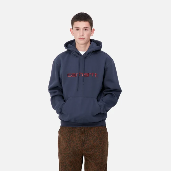 Carhartt WIP Sweats>Hooded Carhartt Sweatshirt Air Force Blue / Malbec