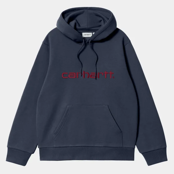 Carhartt WIP Sweats>Hooded Carhartt Sweatshirt Air Force Blue / Malbec