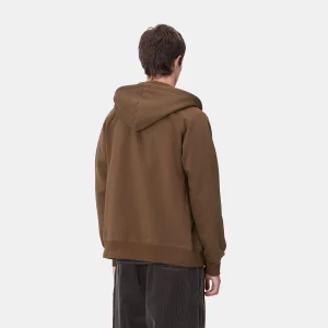 Carhartt WIP Sweats>Hooded Chase Jacket Chocolate / Gold