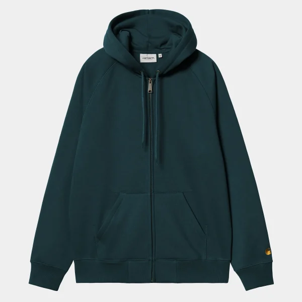 Carhartt WIP Sweats>Hooded Chase Jacket Duck Blue / Gold