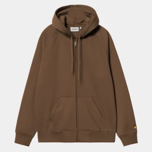 Carhartt WIP Sweats>Hooded Chase Jacket Chocolate / Gold