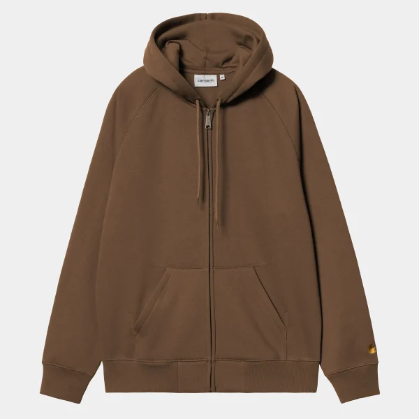 Carhartt WIP Sweats>Hooded Chase Jacket Chocolate / Gold