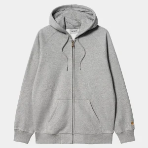 Carhartt WIP Sweats>Hooded Chase Jacket Grey Heather / Gold