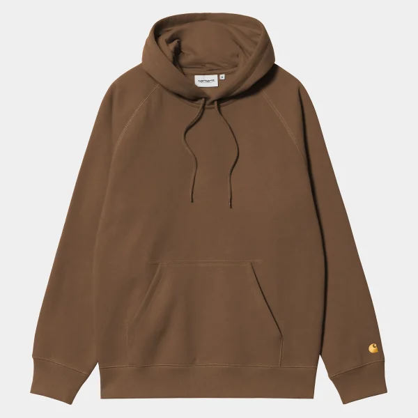 Carhartt WIP Sweats>Hooded Chase Sweatshirt Chocolate / Gold