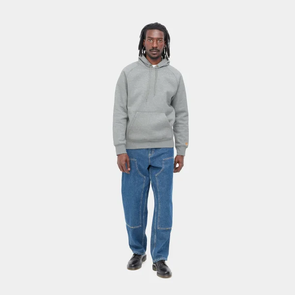 Carhartt WIP Sweats>Hooded Chase Sweatshirt Grey Heather / Gold