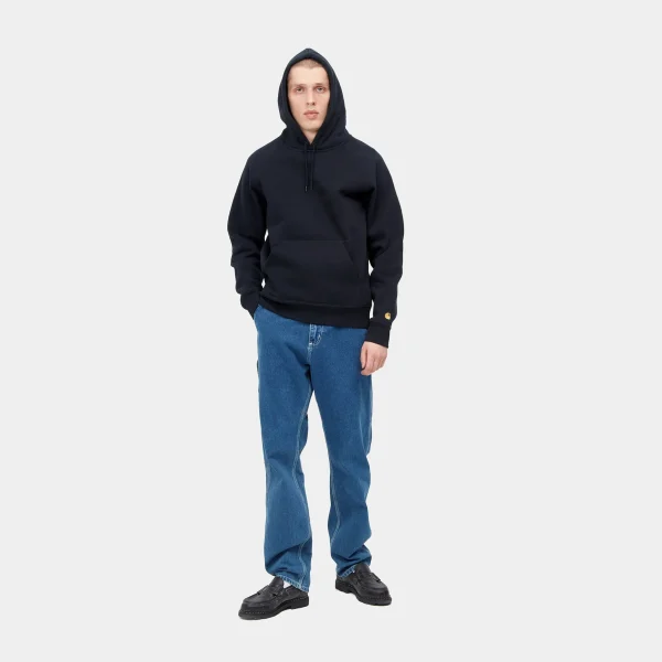 Carhartt WIP Sweats>Hooded Chase Sweatshirt Dark Navy / Gold