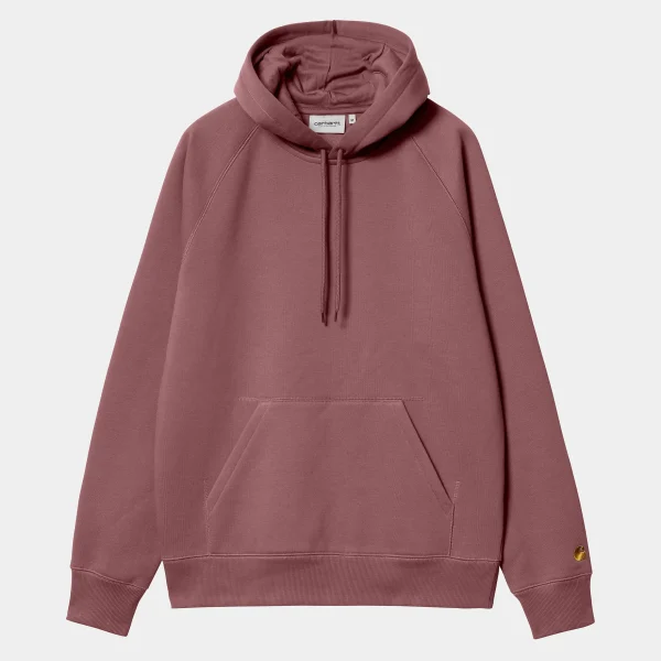 Carhartt WIP Sweats>Hooded Chase Sweatshirt Dusty Fuchsia / Gold