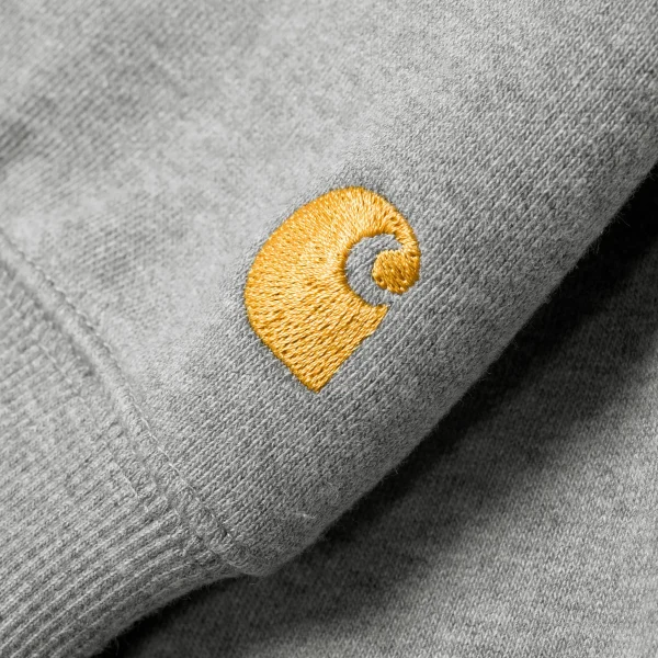 Carhartt WIP Sweats>Hooded Chase Sweatshirt Grey Heather / Gold